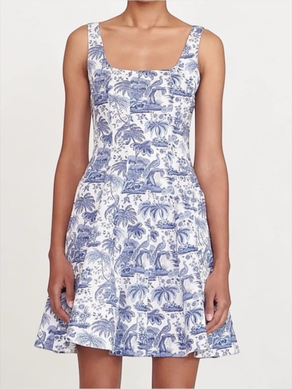 Staud Wells Mini Dress Nwt Blue White Toile Print Size 0 Fits Like 2